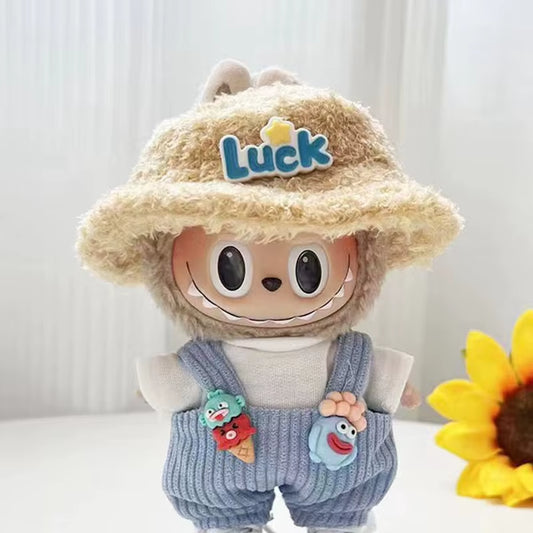 17Cm Cute Mini Plush Doll'S Clothes Outfit Accessories for Korea Kpop Exo Labubu Idol Dolls Donut Overalls Clothing DIY Kid Gift