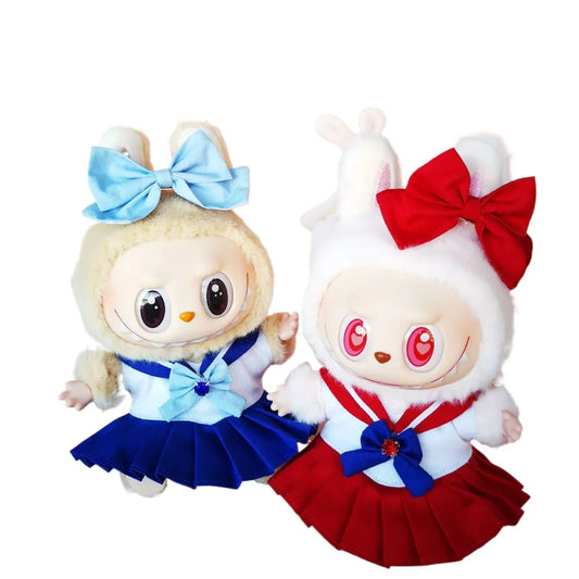 17Cm Labubu Clothes V1 Labubu Cute Sailor Uniform Vinyl Doll Labubu Blind Box Beautiful Girl Warrior Clothes Sitting Party Gifts
