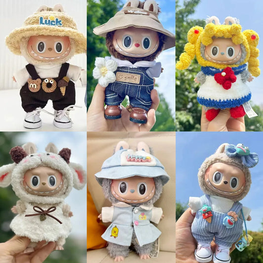 17Cm Cute Mini Labubu Clothes Plush Hoodie Idol Dolls Jumpsuit Clothing Fans Overalls Sweater Gift Accessories Korea Kpop Exo