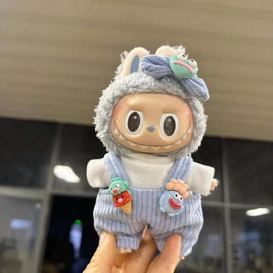 17Cm Cute Mini Labubu Clothes Plush Hoodie Idol Dolls Jumpsuit Clothing Fans Overalls Sweater Gift Accessories Korea Kpop Exo